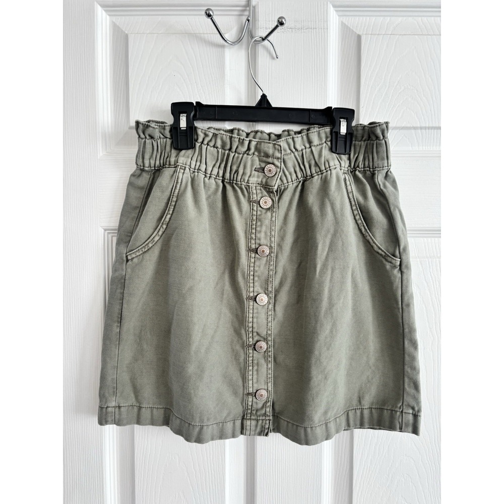 American Eagle AEO Paper Bag Cargo Mini Skirt Hi-Rise Utility Size 6 Olive Green